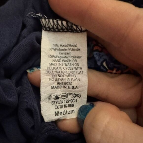 Honey Belle Navy Mixed Print Sleeveless Tank Top Women’s Medium - Picture 4 of 4